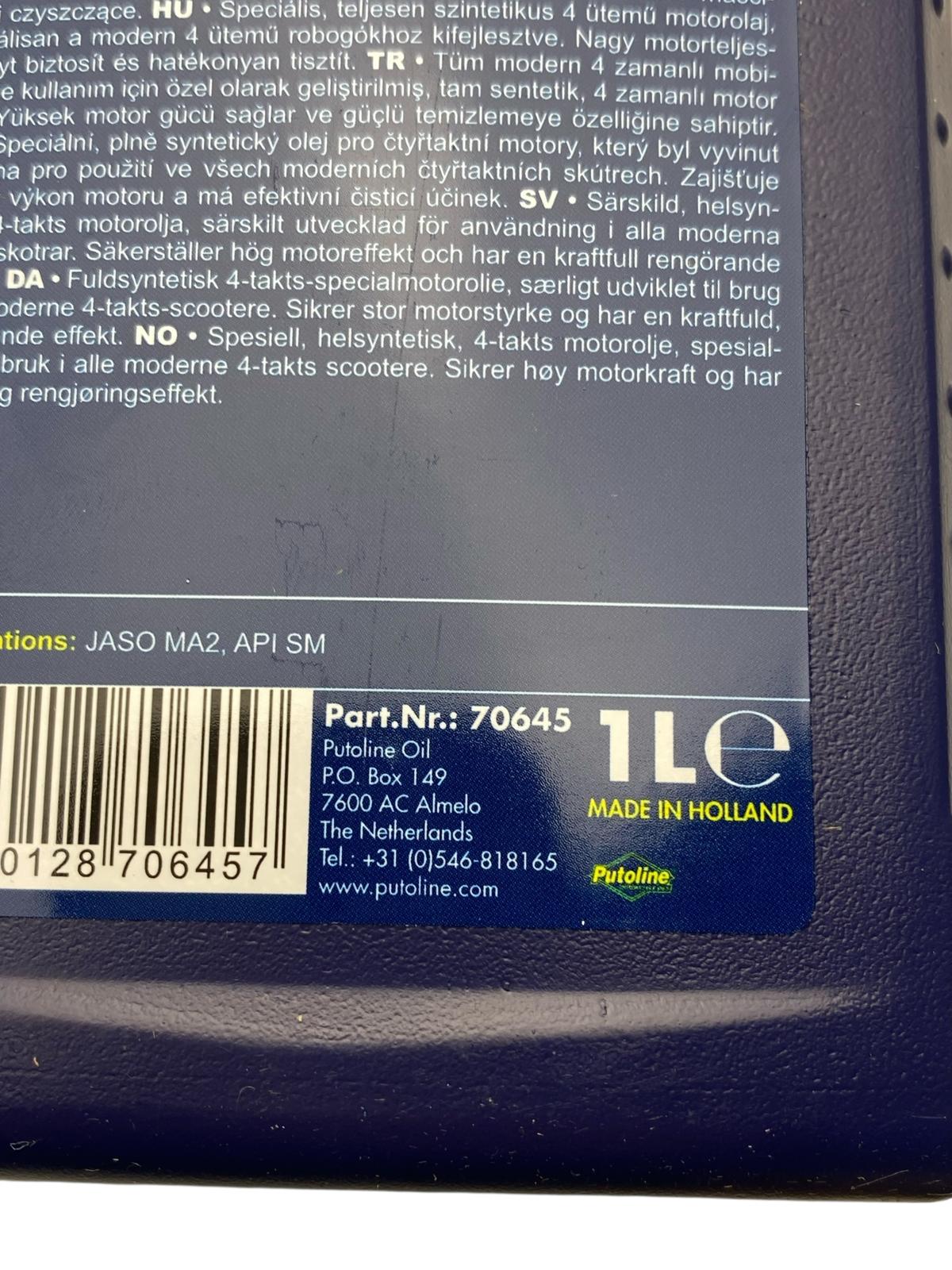 Putoline ESTER TECH 5w-40 Scooter 4T Engine Oil Synthetic Scooter Oil ...